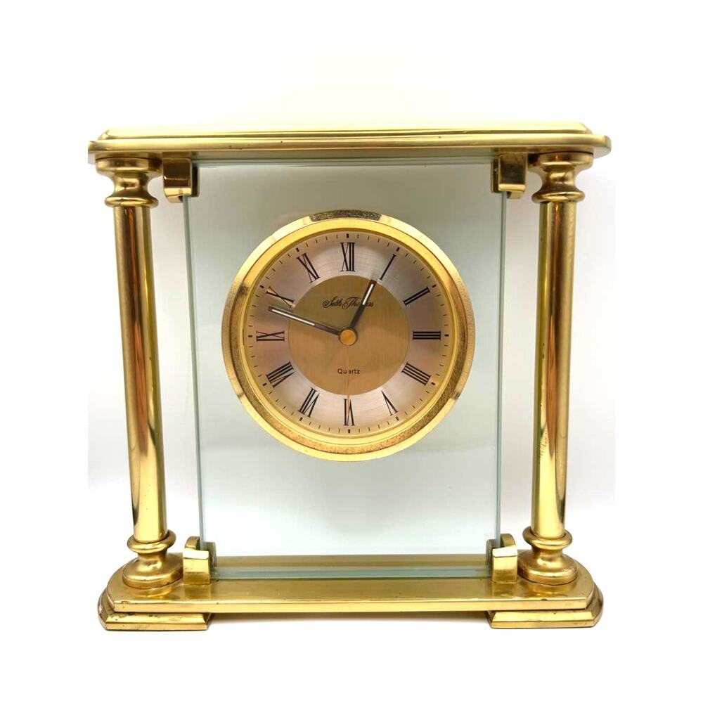 Vintage Seth Thomas Gold-Tone Quartz Arched Mantel Clock Working